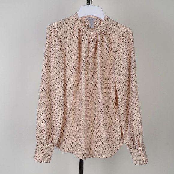 H&M Tops - H & M Women's Long Sleeve Polka Dot Blouse In Pink Size 2